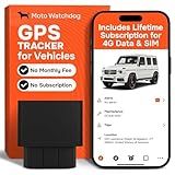 GPS Tracker for Vehicles, No Subscription with Real-Time Location, Mileage Tracking, Speeding Monitoring, Route History, Geofence, OBD, for Fleets & Families, USA, Moto Watchdog