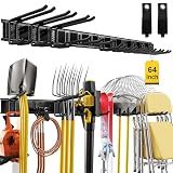 YZSFMZGE 64" Garage Wall Tool Organizer, 900 Lbs Heavy Duty Steel Garden Tool Storage Rack & Garage Organization for Yard, Shed, Garage - 12 Longer & Thicker Hooks + 2 Straps