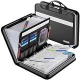 DocSafe File Organizer Zipper Binder with 30 Sheet Protector,Fireproof Accordion 12-Tab Expanding File Folder with Multiple Pockets,Home School Office Safe Storage for Documents,1.5-Inch O-Ring,Black