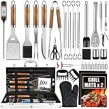 Cifaisi BBQ Grill Accessories Set, 38Pcs Stainless Steel Grill Tools Grilling Accessories with Aluminum Case, Thermometer, Grill Mats for Camping/Backyard Barbecue, Grill Set for Men Women