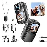 NUISK Dual Screen Sports Camera | 128G Thumb Action Camera, Wearable on Chest for POV Shooting: Waterproof Action Camera for Running Cycling Swimming Hiking Adventures etc.