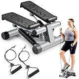Sunny Health & Fitness Mini Stair Stepper with Resistance Bands for Cardio