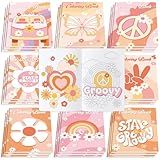 Honoson 24 Pcs Hippie Boho Coloring Books Kids Stay Groovy Drawing Book Peace Sign Mini Coloring Book Daisy Rainbow Hippie Bus Activity Book for Retro Boho Two Groovy Birthday Party Supplies Favors