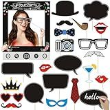 31pcs Insta-Themed Social Media Party Photo Booth Props, Insta Selfie Frame with Speech Bubble Props for Birthday, Graduation, Festivals, Anniversary, Wedding Event Decoration Party Supplies