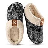 ULTRAIDEAS Women's Indoor Bedroom Slipper with Memory Foam, Gift for Women, Wool-Like House Shoe with Anti-Skid Rubber Sole for Ladies (9-10, Grey)