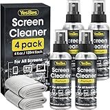 Screen Cleaner Spray 16oz (4oz x 4 Pack) - TV Screen Cleaner Spray and 2 Microfiber Cloths, Computer Screen Cleaner & Car Screen Cleaner for TV, Monitor, Laptop, MacBook, iPad