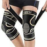 Copper Knee Braces with Strap for Knee Pain Women and Men(2 Pack), Knee Compression Sleeve for Arthritis, ACL, Meniscus Tear, Joint Pain Relief, Knee Support for Working, Running, Weightlifting(XL)