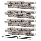 RTS Home Accents Rock Lock Interlocking Landscape Edging and Border System, Straight Section With Spikes, 4-Feet Long (Pack of 4)