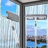 funest 126‘’ Window Cleaning Squeegee Kit, 2-in-1 Window Cleaner Tool with Extension Pole, Rotatable Head for Indoor and Outdoor Glass Shower Glass Mirror Car RV Window Cleaning Kit