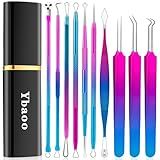 Pimple Popper Tool Kit - Ybaoo 10 Pcs Blackhead Remover Comedone Extractor Kit with Metal Case for Quick and Easy Removal of Blackheads, Zit Removing, Facial and Nose(Colorful)
