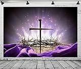 Loccor 12x8ft Fabric Passion and Resurrection Jesus Backdrop Wreath of Thorns with King Crown Lights Photography Background Church Theme Party Religious Events Banner Adult Portrait Photo Props