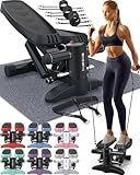 Nordic Lifting Mini Stepper & Stair Climber – Black– Compact Fitness Stepper w/Resistance Bands, LCD Monitor, 330LB Weight Limit – Home Leg & Thigh Workout Machine