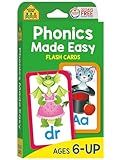 School Zone Phonics Made Easy Flash Cards: 56 Cards, Kindergarten, 1st Grade, 2nd Grade, Early Reading, Short Vowels, Long Vowels, Letter Combinations, Word-Picture Recognition, Ages 6+