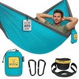 Wise Owl Outfitters Hammock for Camping Single Hammocks Gear for The Outdoors Backpacking Survival or Travel - Portable Lightweight Parachute Nylon SO Lt Blue & Grey