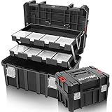 Anyyion Tool Box, 3-Tiers Multi-Function Storage Portable Toolbox Organizer, Stackable.(Red)