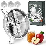 Ergonomic Food Mill Stainless Steel With 3 Grinding Discs - Rotary Food Mill for Tomato Sauce, Applesauce, Puree, Mashed Potatoes, Jams, Baby Food