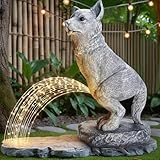 VOFSTAND Garden Statues Dog Statue with Solar LED Light, Ideal Gifts for Friends or Family's Birthday, Outdoor Decorations for Yard