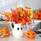 Maxdot 68 oz Halloween Ghost Pitcher Vase with Wooden Spoon Eye Printed Ceramic Drinkware Halloween Pitcher Decorations for Festive Hosting and Gifting Home Party Room Kitchen Office Haunted House