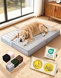 OhGeni Orthopedic Waterproof Dog Bed for Large Dogs, Machine-Washable Removable Cover in Easy-Clean Fabric, High Density Foam & Easy-Carry Handle, Suitable for Crate, 41 inch (Gray)