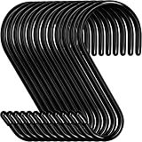 12 Pack 4-1/2 Inch S Hooks, Large Vinyl Coated Closet Hooks Non Slip Heavy Duty for Hanging, Steel Metal Black Rubber Coated for Jeans Plants Clothes Pot Pan Cups Towel