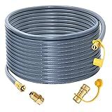 Upgraded 48 Feet 1/2 Inch Natural Gas Hose propane hose extension kit with quick connect fittings fit for weber grill gas conversion kit BBQ, Pizza Oven, Patio Heater and More NG Appliance - CSA