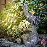ChlinHuoho Solar Garden Elephant, Lights Watering Decor, Animal Statue Outdoor, Fairy Garden Accessories,Patio,Yard,Balcony Decorations, Lawn Ornament, Housewarming, Birthday,Mothers Day Mom Gifts