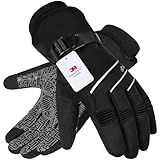 MOREOK Waterproof & Windproof -30°F Winter Gloves for Men/Women, 3M Thinsulate Thermal Gloves Touch Screen Warm Gloves for Skiing,Cycling,Motorcycle,Running-Black-M