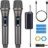 Wireless Microphone, Rechargeable Fixed Frequency Wireless Dual Microphone,Handheld Dynamic mic,Karaoke Singing, Weddings DJ,Party, Church, Classroom use, 200 feet, Gray.(2 Versions Randomly Shipped)