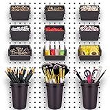 G.CORE 12 Pack Pegboard Bins PegBoard Cups with Hooks & Loops, Peg Board Hooks Assortment Organizer Accessory, Various Tools Storage Arrange System Kit for Garage Craft Workshop Workbench Hobby Office