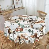 GARSYDAM Western Cowboy Tablecloth, Farmhouse Country Style Southwest Cottage Rustic Water Resisitant Table Cover for Dining Kitchen Living Room Home Party Holiday Decor 36 inch Round
