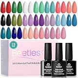 Beetles Gel Nail Polish Set - 23pcs Gel Polish Set Spring Colors, 20 Colors Pink Green Blue Uv Gel Polish with Base Top Coat, All Season Manicure Tools for Beginners Nail Art Home