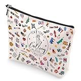 VeloKomo New York Cosmetic Bag - Nyc Souvenirs Gifts Canvas Makeup Bags for Women Girls Small Make Up Pouch USA City Travel Souvenir Accessories for Teacher Mom Friend Birthday Party Vacation Gift