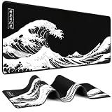 Mouse Pad Gaming - Desk Mat for Keyboard and Mouse - Kanagawa Large Mouse Pad for Desk, Japanese Sea Wave Mousepad (31.5 x 11.8inch) with Non-Slip Base, Desks Pad Mat for Game, Office and Home