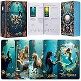 XSYLOHXL Ocean Tarot Cards with Guide Book for Beginners Unique Pretty Gold Foil Tarot Oracle Deck Set with Beautiful Box 400GSM 78 PCS Card Standard Size