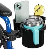 JOYTUTUS Wheelchair Cup Holder, 2-in-1 Walker Cup Holder with 6.4'' Large Storage Box, Drink Holder for Bottle with Handle, Fit for Wheelchair, Walker, Rollator, Stroller, Camper, Golf cart (Large)