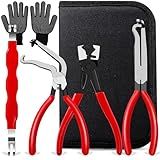 Electrical Disconnect Pliers 4-Pack Professional Set - Automotive Connector & Fuel Line Clip Remover Tools for Cars, Trucks Repair with Rapid Disconnector (Multi-Use Kit) (Red)