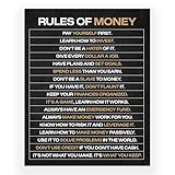 Rules of Money Wall Art Poster – 11x14 Motivational Finance Print for Office, Home, or Classroom – Bold Black & Gold Decor, Premium Quality Gift for Entrepreneurs, Students & Hustlers (Unframed)