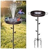 NestShld 35 in Metal Bird Bath Solar Fountain for Outside,with 5-Pronged Base,Detachable Solar Pump,Freestanding Solar Powered Bird Bath for Patio,Lawn,Garden
