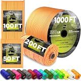 TECEUM Paracord Type III 550 Apricot – 50 ft – 4mm – Tactical Rope MIL-SPEC – Outdoor para Cord –Camping Hiking Fishing Gear and Equipment – EDC Parachute Cord – Strong Survival Rope