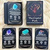 DPEHAKMK Crystal Information Cards Deck, 50 Crystal Meaning Cards, Healing Crystal Affirmation Deck with Chakra and Zodiac Associations and Energy Divination, Meditation Tool