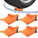 4 Pcs Car Hose Guide, Tire Hose Roller for Car Washing, Detailing Tire Hose Guide Preventing Pressure Washer Hose Stuck Under The Wheels, Plastic Wash Tool to Avoid Snagging(Orange)