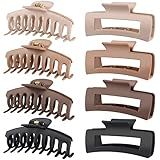 LuSeren Hair Clips for Women 4.3 Inch Large Hair Claw Clips for Women Thin Thick Curly Hair, Big Matte Banana Clips,Strong Hold jaw clips,Neutral Colors