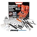 GreatNeck MS125 125 Piece Marine Tool Set, Complete With High Visibility, Water-Resistant Boat Tool Box Case, Anti-Rust Chrome-Plated Boat Supplies And Accessories, Orange