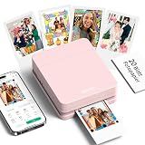 Nelko Photo Printer, 2x3 Portable Wireless Smartphone Printer, PP01 Mini Color Instant Inkjet Printer, Sticky-Back Photos, Bluetooth Compatible with iOS & Android, App Editing, Pink