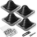 #3 Metal Roof Vents Flashing, Roofing Boots Kit for Houses Fits Pipe Od 1/4" to 5-3/4", Epdm Flexible Roof Jacks for Roofing, Roofing Screws & Hex Socket and Scissors Included - 4 Pcs