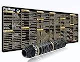 excovip Python Commands Shortcuts Mouse Pad -80x30x0.2 cm Extended Large Cheat Sheet Mousepad PC Office Spreadsheet Keyboard Mouse Mat Non-Slip Stitched Edge 0306
