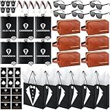 60Pcs Groomsmen Gifts Set of 6, Groomsmen Proposal Box with Flasks Sunglasses PU Leather Toiletry Bag Bottle Opener for Wedding Groomsman Best Man Gift