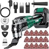 KIMO 20V Cordless Oscillating Tool Kit w/ 26Pcs Accessories, Max 21000 OPM, 6 Speeds & 3°Oscillating Angle, LED Light, Battery Powered Oscillating Multi-Tool for Cutting Wood/Nailing/Scraping/Sanding