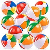 JOYIN 12-Pack 12“ Beach Balls - Bulk Classic Beachball Inflatable Swimming Pool Toys for Games Adults Kids Birthday Party Supplies Combo Set, Rainbow Color Blow Up Luau Decorations Favors Gifts (12")