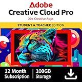 Adobe Creative Cloud Pro STE | Student & Teacher Edition | 20+ creative apps plus 100GB Storage |12-Month Subscription | PC/Mac